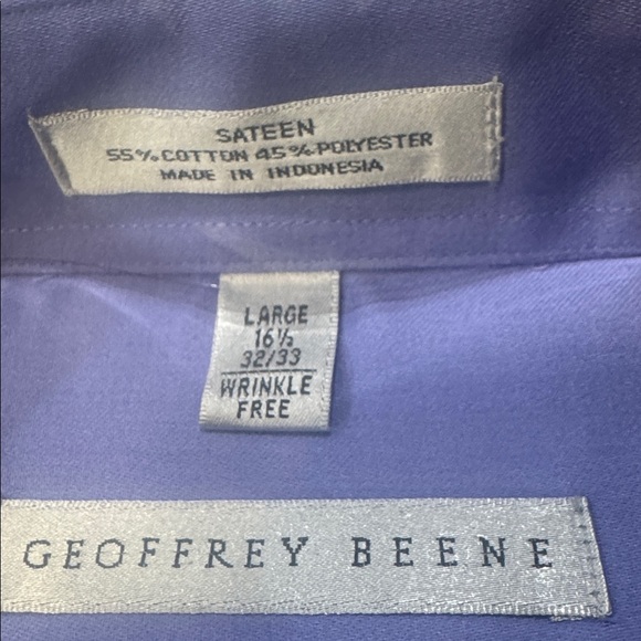 2,Geoffrey Beene Sateen Shirt in Lavender and  blue size Large - Picture 3 of 10